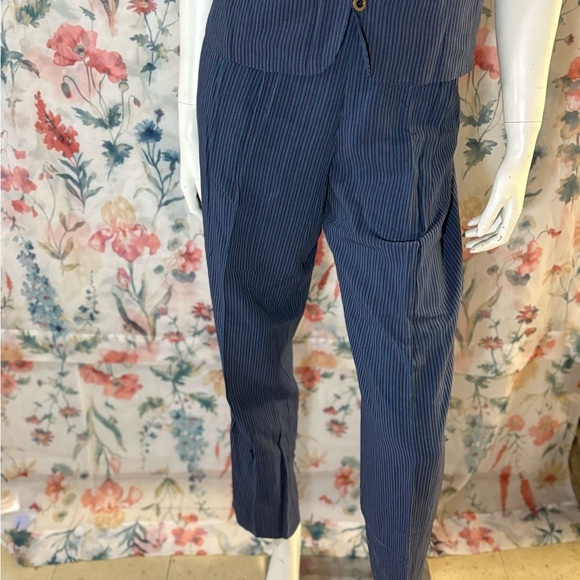 Vintage Lizsport Blue Relaxed Fit V-Neck Pantsuit - Picture 3 of 16